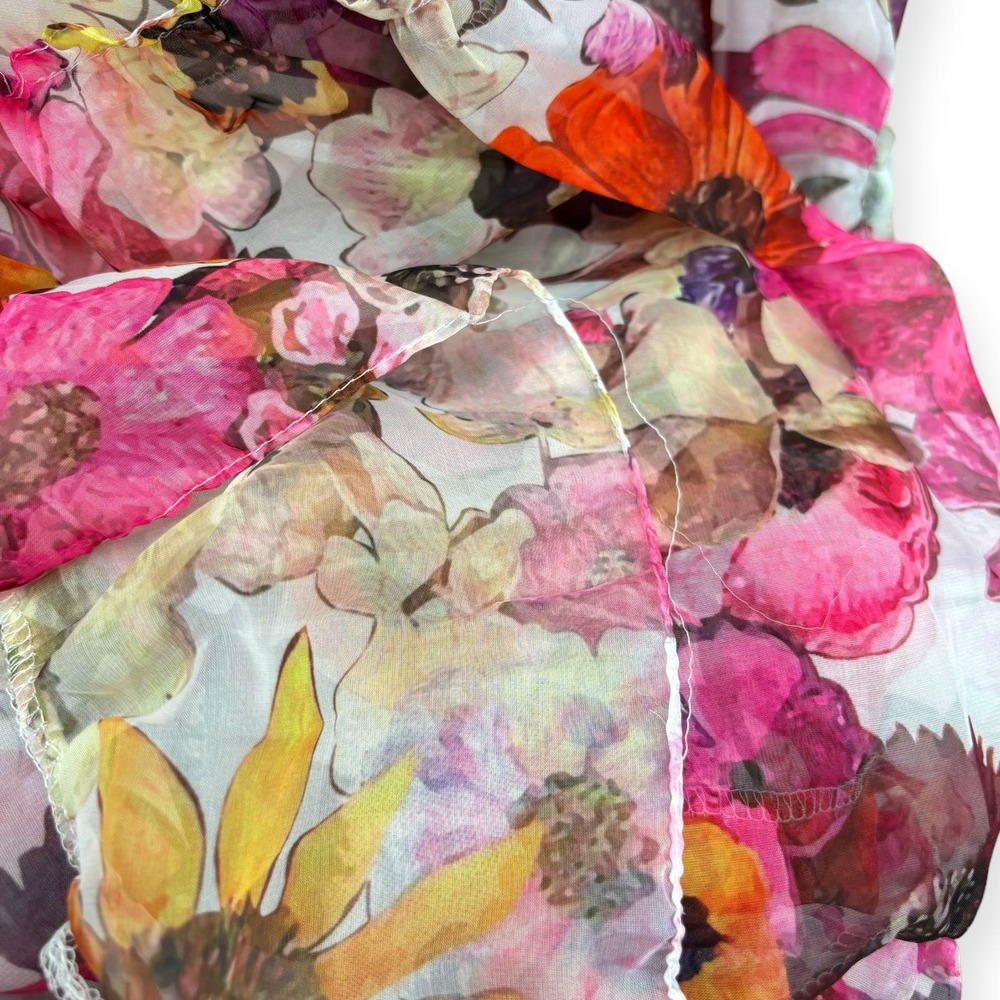 Sold. Mac Duggal NEW Asymmetrical Ruffled Halter Floral Chiffon Gown Size 10 - Picture 15 of 16